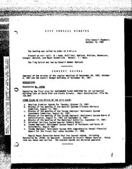 City Council Meeting Minutes, October 13, 1987