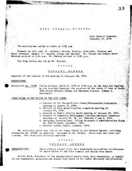 City Council Meeting Minutes, February 17, 1976