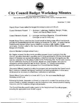 City Council Meeting Minutes, November 17, 2004