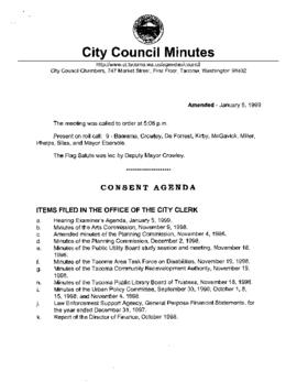 City Council Meeting Minutes, January 5, 1999