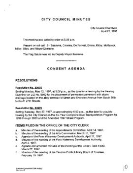 City Council Meeting Minutes, April 22, 1997