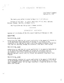 City Council Meeting Minutes, February 12, 1991