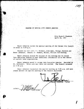 City Council Meeting Minutes, Special, April 12, 1977