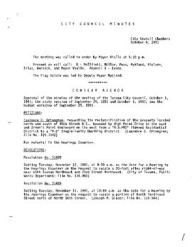 City Council Meeting Minutes, October 8, 1991