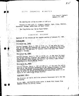 City Council Meeting Minutes, January 27, 1981