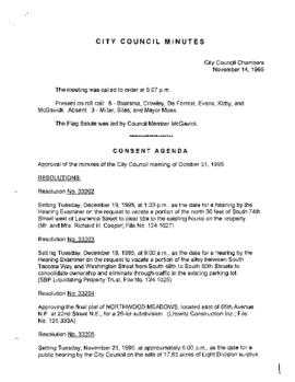 City Council Meeting Minutes, November 14, 1995