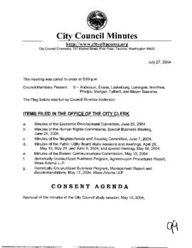 City Council Meeting Minutes, July 27, 2004