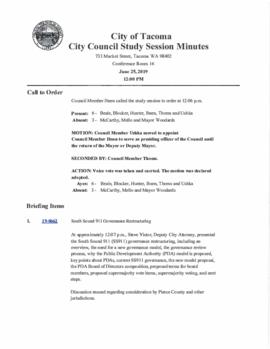 City Council Study Session Minutes, June 25, 2019