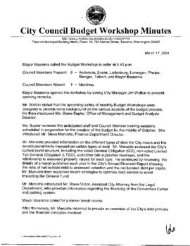 City Council Meeting Minutes, March 17, 2004