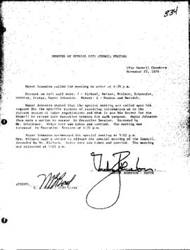 City Council Meeting Minutes, Special, November 23, 1976