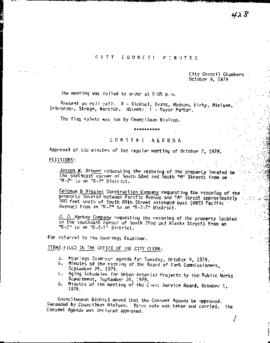 City Council Meeting Minutes, October 9, 1979