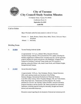 City Council Study Session Minutes, September 24, 2019