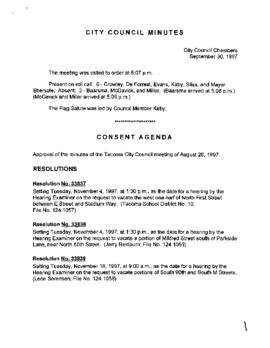 City Council Meeting Minutes, September 30, 1997