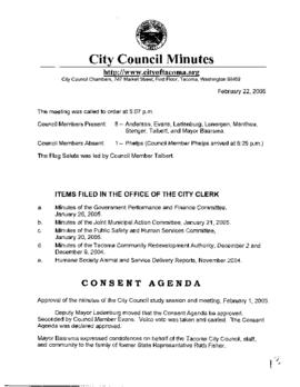 City Council Meeting Minutes, February 22, 2005