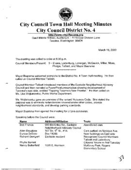 City Council Meeting Minutes, Town Hall, March 18, 2003