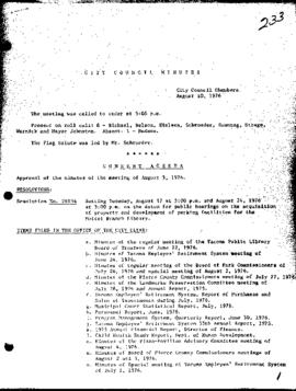 City Council Meeting Minutes, August 10, 1976