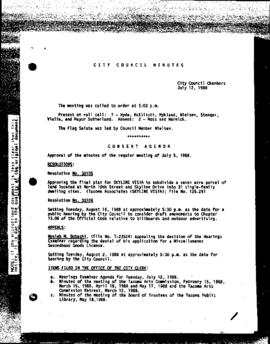 City Council Meeting Minutes, July 12, 1988