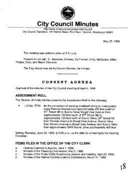 City Council Meeting Minutes, May 25, 1999