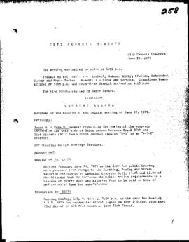 City Council Meeting Minutes, June 19, 1979