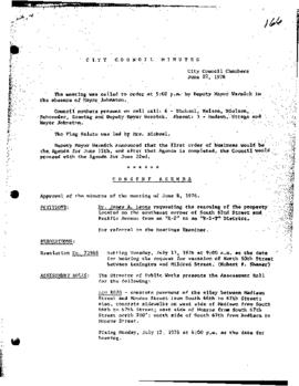 City Council Meeting Minutes, June 22, 1976