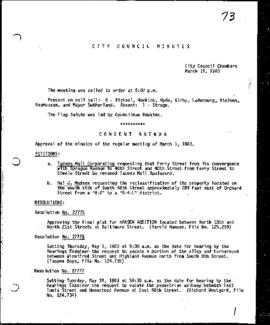 City Council Meeting Minutes, March 15, 1983