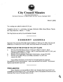 City Council Meeting Minutes, March 5, 2002