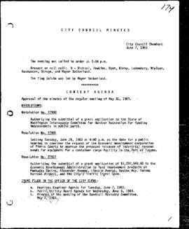 City Council Meeting Minutes, June 7, 1983