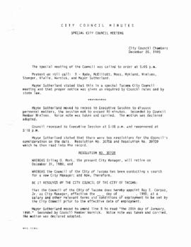 City Council Meeting Minutes, December 26, 1989