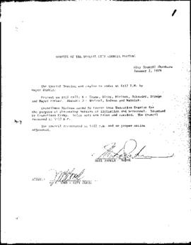 City Council Meeting Minutes, Special, January 2, 1979