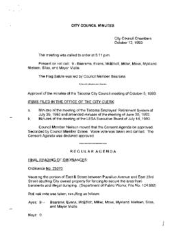 City Council Meeting Minutes, October 12, 1993