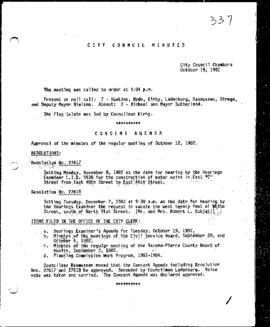 City Council Meeting Minutes, October 19, 1982