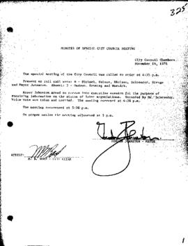 City Council Meeting Minutes, Special, November 16, 1976
