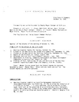 City Council Meeting Minutes, October 16, 1990