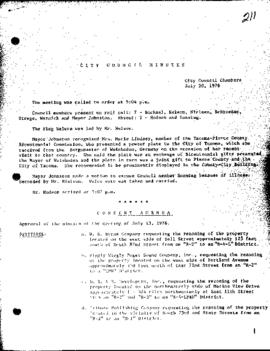 City Council Meeting Minutes, July 20, 1976