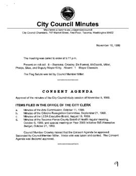 City Council Meeting Minutes, November 16, 1999