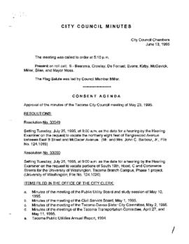 City Council Meeting Minutes, June 13, 1995