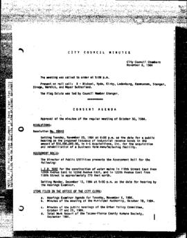 City Council Meeting Minutes, November 6, 1984