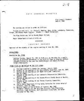 City Council Meeting Minutes, July 6, 1982