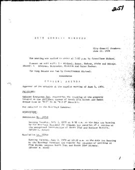 City Council Meeting Minutes, June 12, 1979