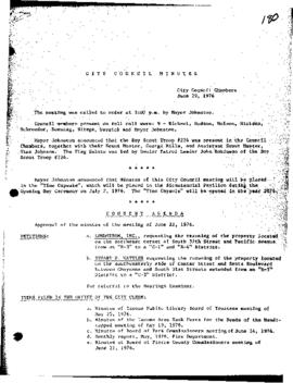City Council Meeting Minutes, June 29, 1976