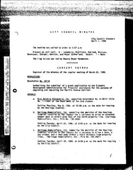 City Council Meeting Minutes, April 1, 1986