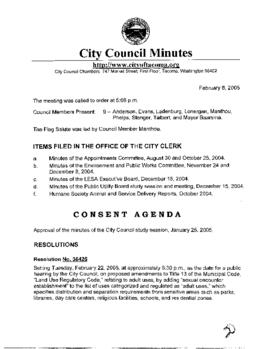 City Council Meeting Minutes, February 8, 2005