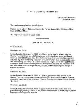 City Council Meeting Minutes, October 24, 1995