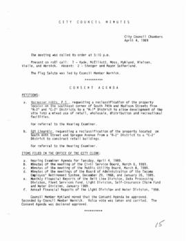 City Council Meeting Minutes, April 4, 1989