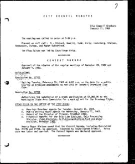 City Council Meeting Minutes, January 11, 1983