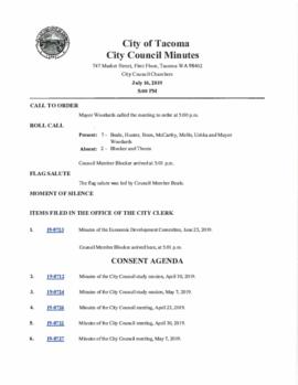 City Council Meeting Minutes, July 16, 2019