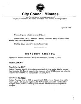 City Council Meeting Minutes, April 27, 1999