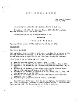 City Council Meeting Minutes, June 16, 1992