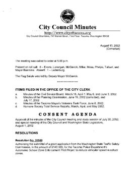 City Council Meeting Minutes, August 13, 2002
