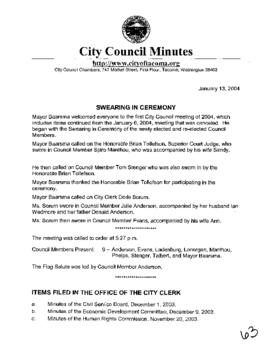 City Council Meeting Minutes, January 13, 2004